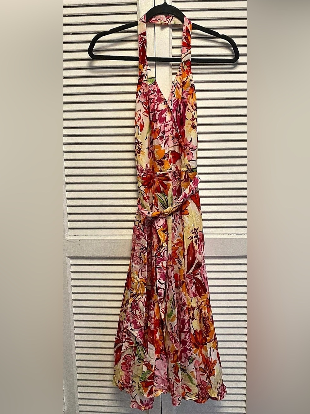 Zara Basic Floral Maxi Dress in Pink & Orange Size Medium